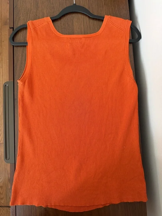 RAFAELLA Vintage Orange Ribbed Knit Tank Top - Picture 2 of 3